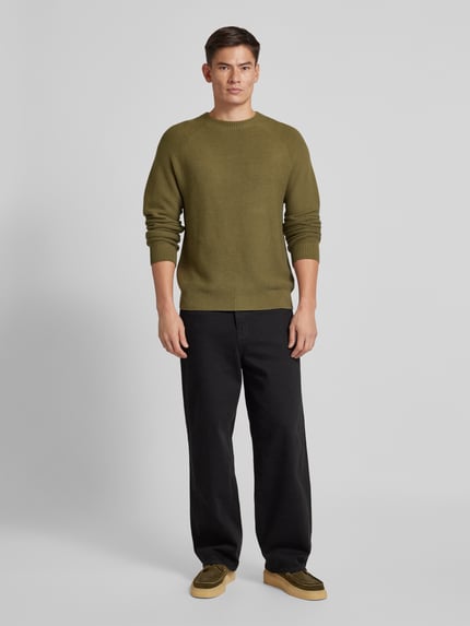 Jake*s Studio Men Sweter z dzianiny z okrągłym dekoltem Oliwkowy 1
