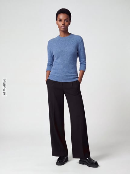 Jake*s Collection Regular Fit Pullover mit Woll-Anteil Blau 1