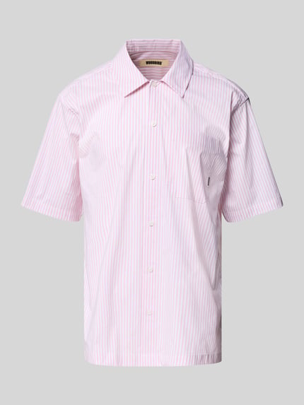 WOODBIRD Regular fit vrijetijdsoverhemd met borstzak en labeldetail Felroze - 2