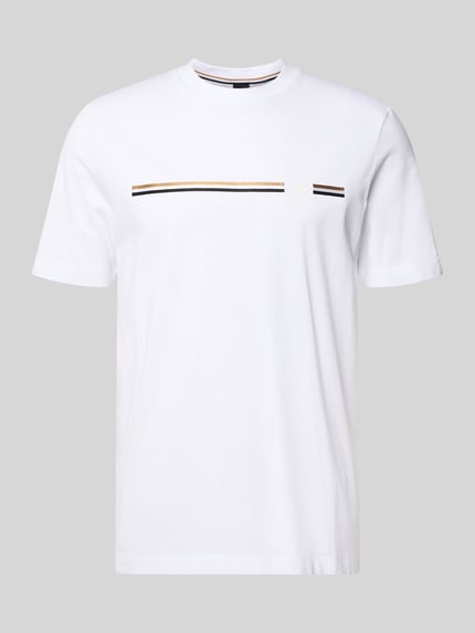 Produktfoto, Regular Fit T-Shirt aus reiner Baumwolle Modell 'C-TAUT 41' von BOSS, weiß, Optik: Unifarben, Logo-Print, Jersey, Rundhals, Kurzarm