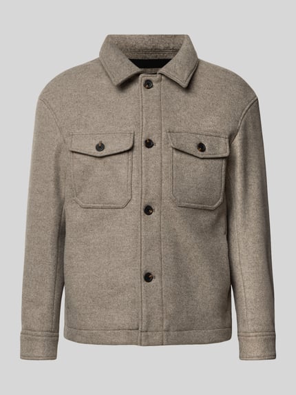 Selected Regular Fit Hemdjacke mit Woll-Anteil Modell 'MITCH' Taupe 2