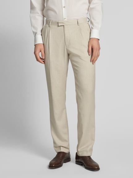 MCNEAL Regular fit bandplooibroek met structuurmotief Beige - 4