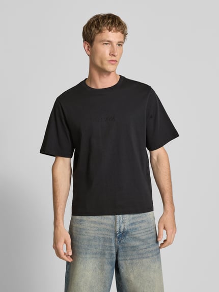 REVIEW T-Shirt mit Rundhalsausschnitt und Logo-Stitching Black 4