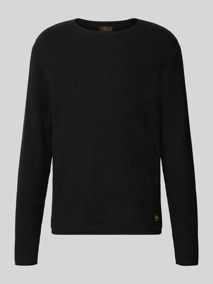 Produktfoto, Strickpullover mit Struktur-Muster Modell 'BLUMASON' von JACK & JONES, reine Baumwolle, schwarze Farbe, gerader Schnitt