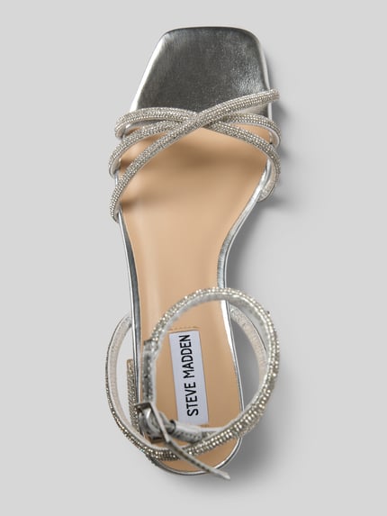 Productfoto, sandaaltjes met siersteentjes van Steve Madden, riempjes met doornsluiting, blokhak, model 'Cerena', hakhoogte maat 40: 5 cm
