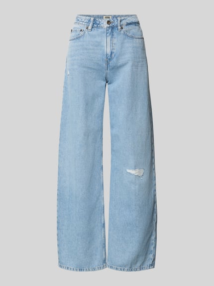 Produktfoto, Relaxed Fit Jeans im Used-Look Modell 'MEDLEY' van Drykorn, puur katoen, lichtblauw, rechte pijpen, Dames, bandwijdte maat 27/34: 40 cm, binnenbeenlengte maat 27/34: 81 cm