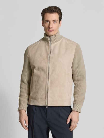BOSS Regular Fit Lederjacke aus Ziegenvelours Modell 'M-MAVEN' Beige 4