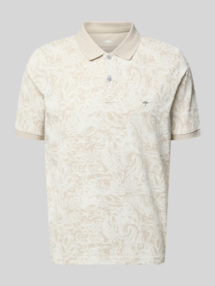 Productfoto, Regular Fit poloshirt uit katoen in all-over look van Fynch-Hatton, heren poloshirt, puur katoen, knoopsluiting, ruglengte maat M 71 cm