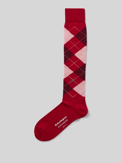 Burlington Kniekousen met argyleprint, model 'Marylbone' Bordeaux - 1
