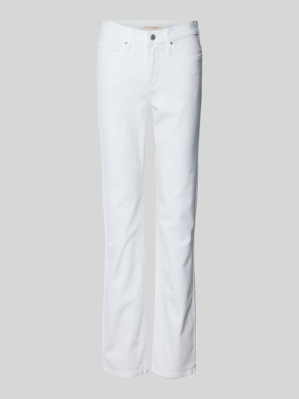 Produktfoto, weiße Jeans mit 5-Pocket-Design von Levi's®, Material-Mix mit Stretch-Anteil, gerader Schnitt, Knopf- und Reißverschluss, Damen