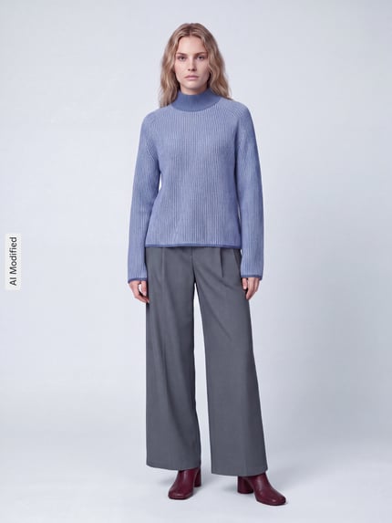 Tom Tailor Relaxed Fit Pullover aus Baumwoll-Mix Hellblau 1