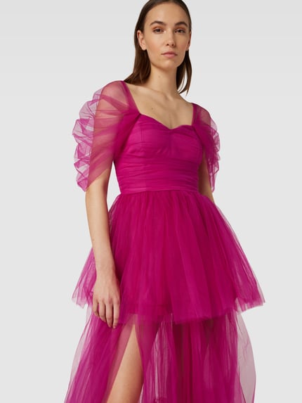 Lace & Beads Avondjurk in off shoulder-design Fuchsia - 3