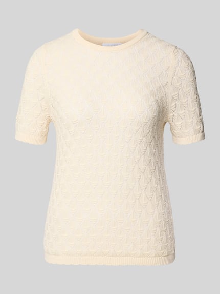 Jake*s Collection Gebreid shirt met ajourwerk Beige - 2