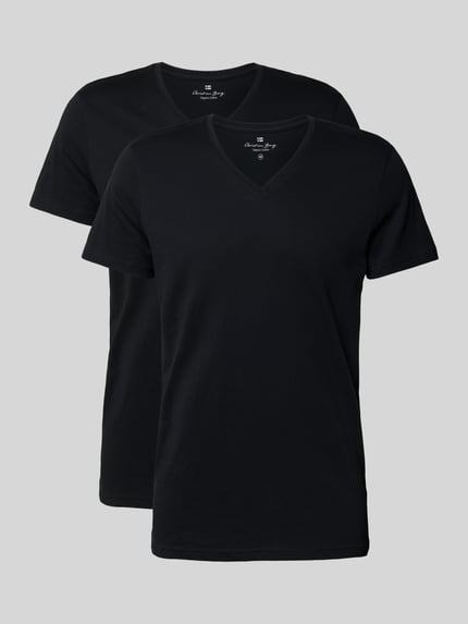 Christian Berg Men T-Shirt mit V-Ausschnitt im 2er-Pack Black 2