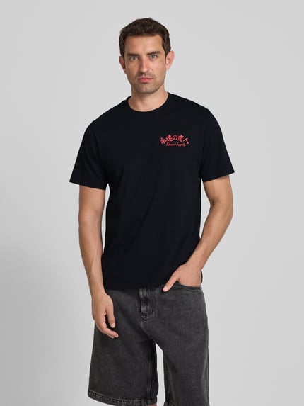 Edwin T-shirt met labelprint, model 'FOREVER LOVER' Zwart - 4