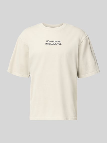 Produktfoto, T-Shirt mit Rundhalsausschnitt Modell 'Gary' von Wood Wood in Creme, Reine Baumwolle, Relaxed-Fit, Herren T-Shirt, Rückenlänge 69 cm Größe M