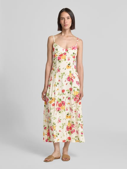 MANGO Midikleid mit Herz-Ausschnitt Modell 'BOUQET' Offwhite 4