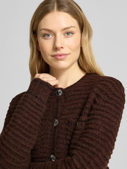 Gestuz Regular Fit Strickjacke mit Woll-Anteil Modell 'cleana' Dunkelbraun 3