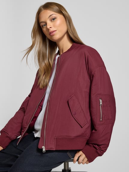 Jake*s Casual jack met opstaande kraag Aubergine - 3