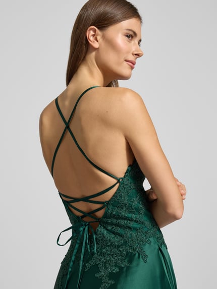 LUXUAR FASHION Sukienka wieczorowa z dekoltem w kształcie serca Ciemnozielony 3