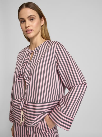 Jake*s Casual Relaxed fit blouse met vetersluiting Fuchsia - 3
