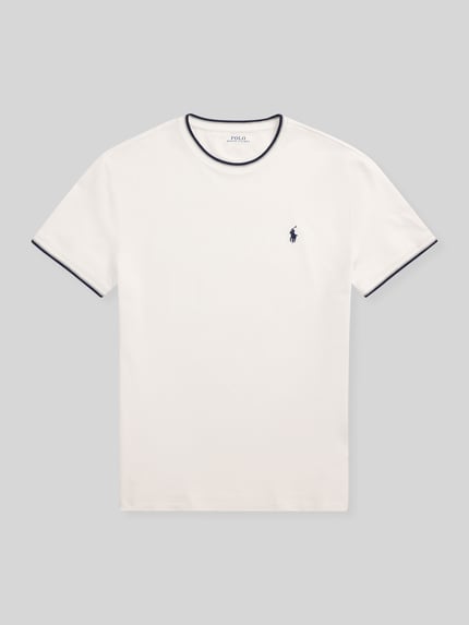 Polo Ralph Lauren Regular Fit T-Shirt aus Baumwoll-Mix mit Kontraststreifen Weiss 2