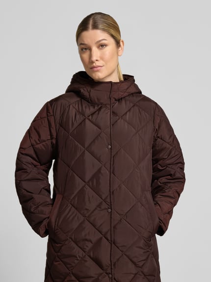 FREE/QUENT Steppmantel mit Kapuze Modell 'Olga' Dunkelbraun 3