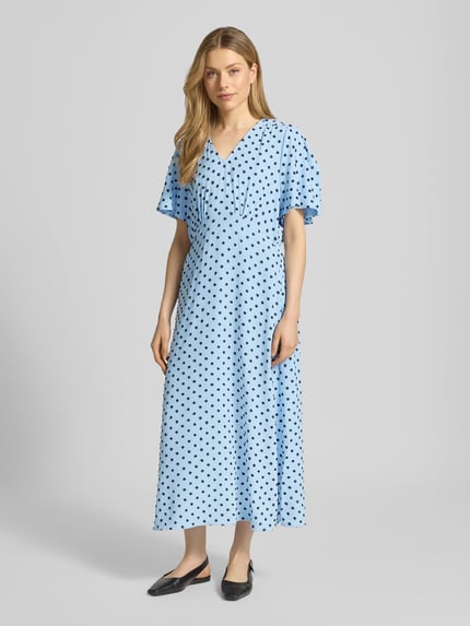 ICHI Midikleid mit V-Ausschnitt Modell 'ZABBY' Hellblau 1