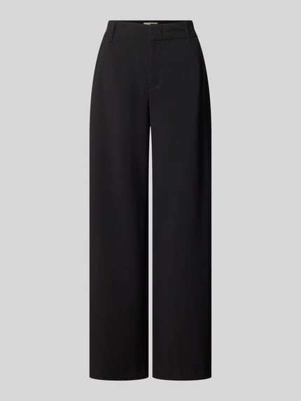 Produktfoto, zwarte dames stoffen broek Wide Fit Stoffhose met viscose van Drykorn, elastische materiaalmix, model 'Dutiful', met achterzakken, haakjes- en ritssluiting, bandwijdte maat 27/32: 36 cm, binnenbeenlengte 78 cm