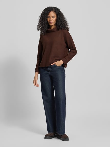 Tom Tailor Relaxed fit sweatshirt met opstaande kraag Hazelnoot - 1