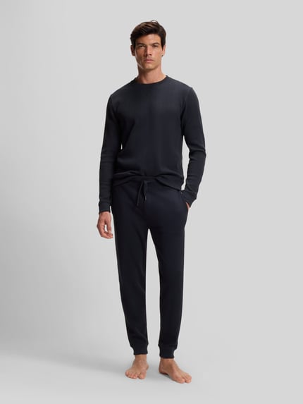 BOSS Regular Fit Sweathose aus Baumwoll-Mix Dunkelblau 1