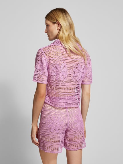 MANGO Cardigan mit Häkelspitze Modell 'NUSA' Pink 5