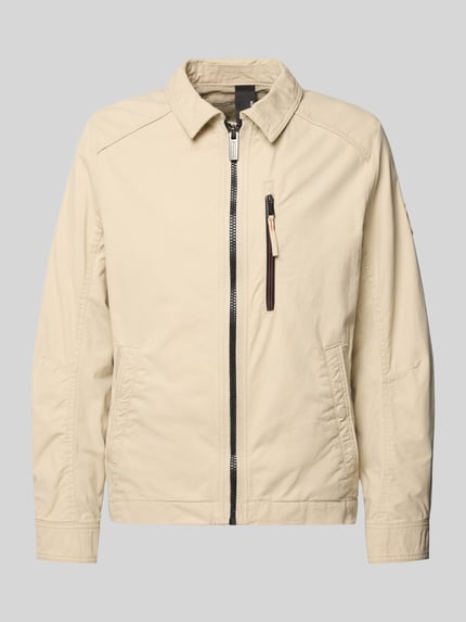 Productfoto, Regular Fit Hemdjacke aus reine katoen van Tom Tailor in effen beige, twillstructuur, ritssluiting, steekzakken, borstzak, label-applicatie.