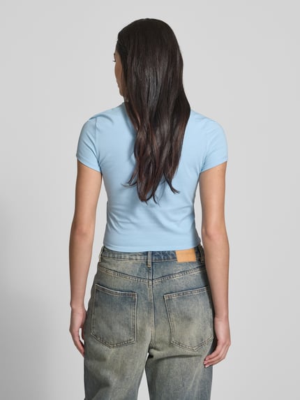 REVIEW T-shirt met labelstitching Lichtblauw - 5