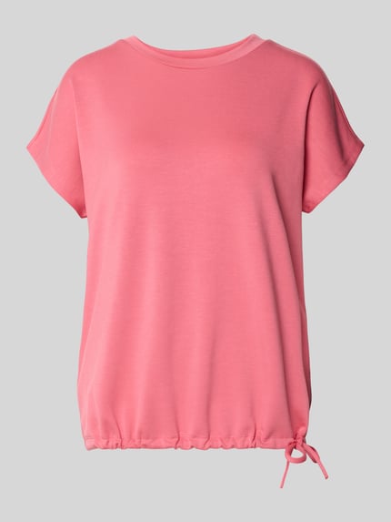 Productfoto, T-shirt met ronde hals van Soyaconcept in regular fit, modalmix, kapmouwen, tunnelkoord, effen roze, gladde textuur