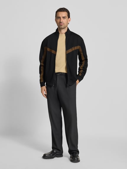 HUGO Bluza rozpinana o kroju regular fit z mieszanki bawełny model ‘DINGMOOR’ Czarny 1
