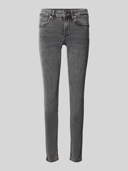 Produktfoto, Skinny Fit Jeans mit Eingrifftaschen von Liu Jo White in Grau, Baumwoll-Mix mit Stretch-Anteil, schmale Form, sichtbare Nähte