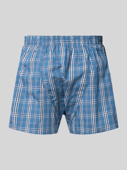 Produktfoto, Boxershorts mit elastischem Bund im 3er-Pack von MCNEAL, niebieska bawełna z białą kratą, krój regular fit, detal z logo