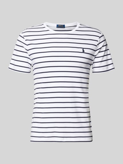 Produktfoto, Regular Fit T-Shirt aus reiner Baumwolle von Polo Ralph Lauren mit Allover-Streifenmuster, Logo-Stitching, Rundhals, Kurzarm.