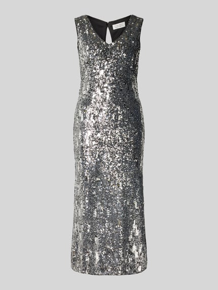 GUIDO MARIA KRETSCHMER WOMAN Midikleid mit V-Ausschnitt Modell 'Asya' Silber 2