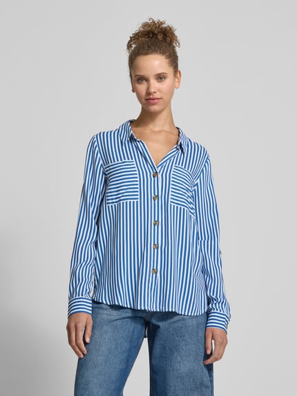 ONLY Overhemdblouse van viscose met verlengde rug Model 'YASMIN' Blauw - 4