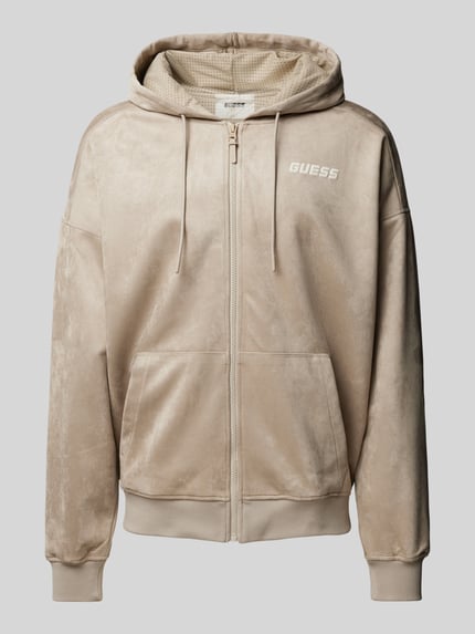 GUESS Activewear Sweatjacke mit Label-Detail Modell 'DARIL' Beige 2