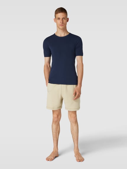 SCHIESSER T-Shirt mit geripptem Rundhalsausschnitt Modell 'REVIVAL' Dunkelblau 1