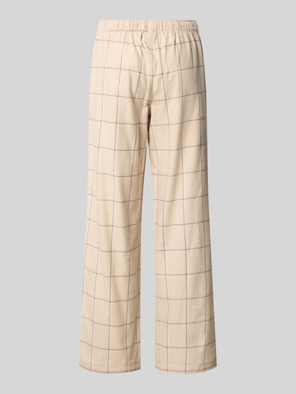 Produktfoto, Pyjama-Hose aus Flanell mit elastischem Bund von SCHIESSER, beige mit kariertem Allover-Look, reine Baumwolle, Regular Fit