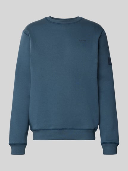 Produktfoto, Sweatshirt mit Ton-in-Ton Logo-Details von G-Star RAW in Blau, Baumwollmix, unifarben mit Logo-Patch und Rippbündchen