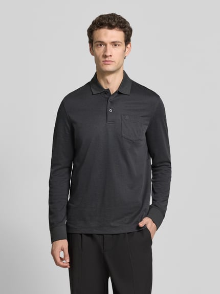 bugatti Regular Fit Poloshirt aus Baumwoll-Mix mit Brusttasche Anthrazit 4