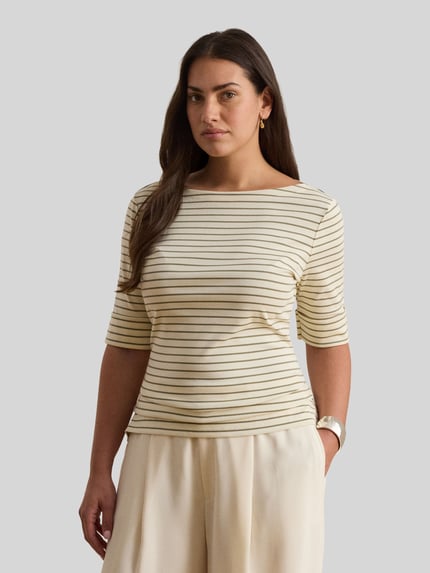 Lauren Ralph Lauren regular fit T-shirt van katoenmix Zand - 6