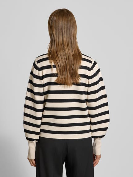 Jake*s Collection Sweter z dzianiny z prążkowanymi wykończeniami Złamany biały 5