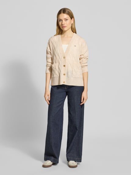 Tommy Hilfiger Oversized Strickjacke aus reiner Wolle Ecru 1