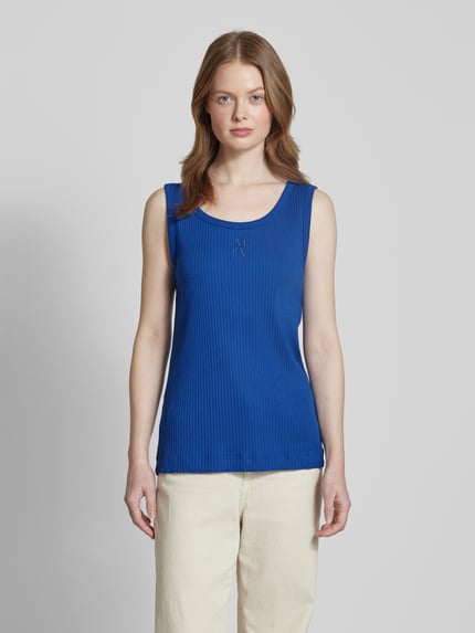 Marc O'Polo Nauwsluitende tanktop van katoenmix met logostitching Koningsblauw - 4